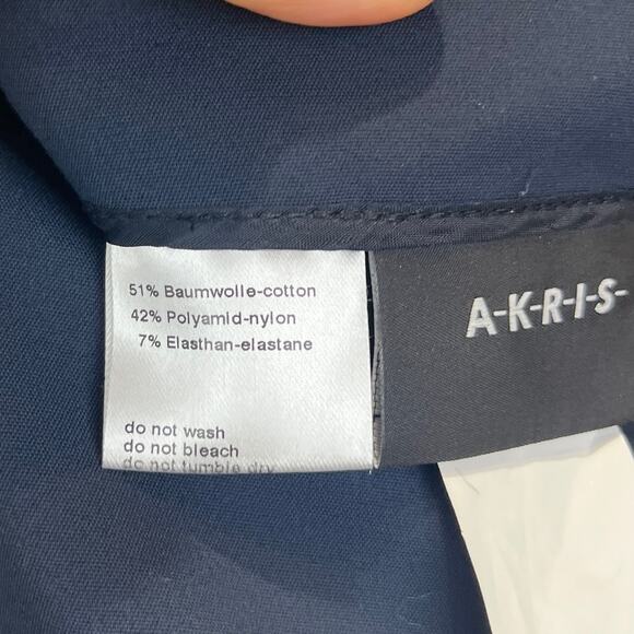 AKRIS Techno Slim Pants Seamed Flat Front Side Zip Cotton Blend Blue Size 4 - Picture 3 of 11